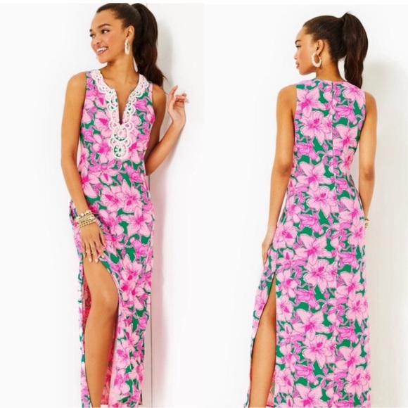 Lilly Pulitzer Dresses & Skirts - Lilly Pulitzer Women's 12 Elliotta Maxi Shift Dress in Pink Floral NEW